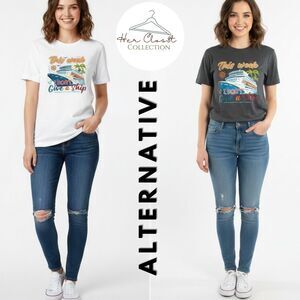 Alternative Womens 100% Cotton Humor This Week I don't Give a Ship Cruise Tee